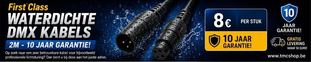 Nieuwe First Class Waterdichte Dmx Kabels 2m 10Jaar Garantie, Ophalen of Verzenden, Nieuw, Complete set