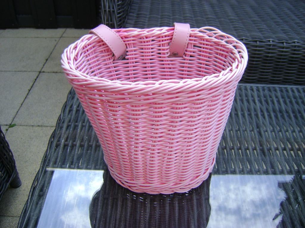 roze meisjes fiets mandje met 2 leren bandjes van 22lx16hoog, Ophalen of Verzenden, Zo goed als nieuw, 20 inch