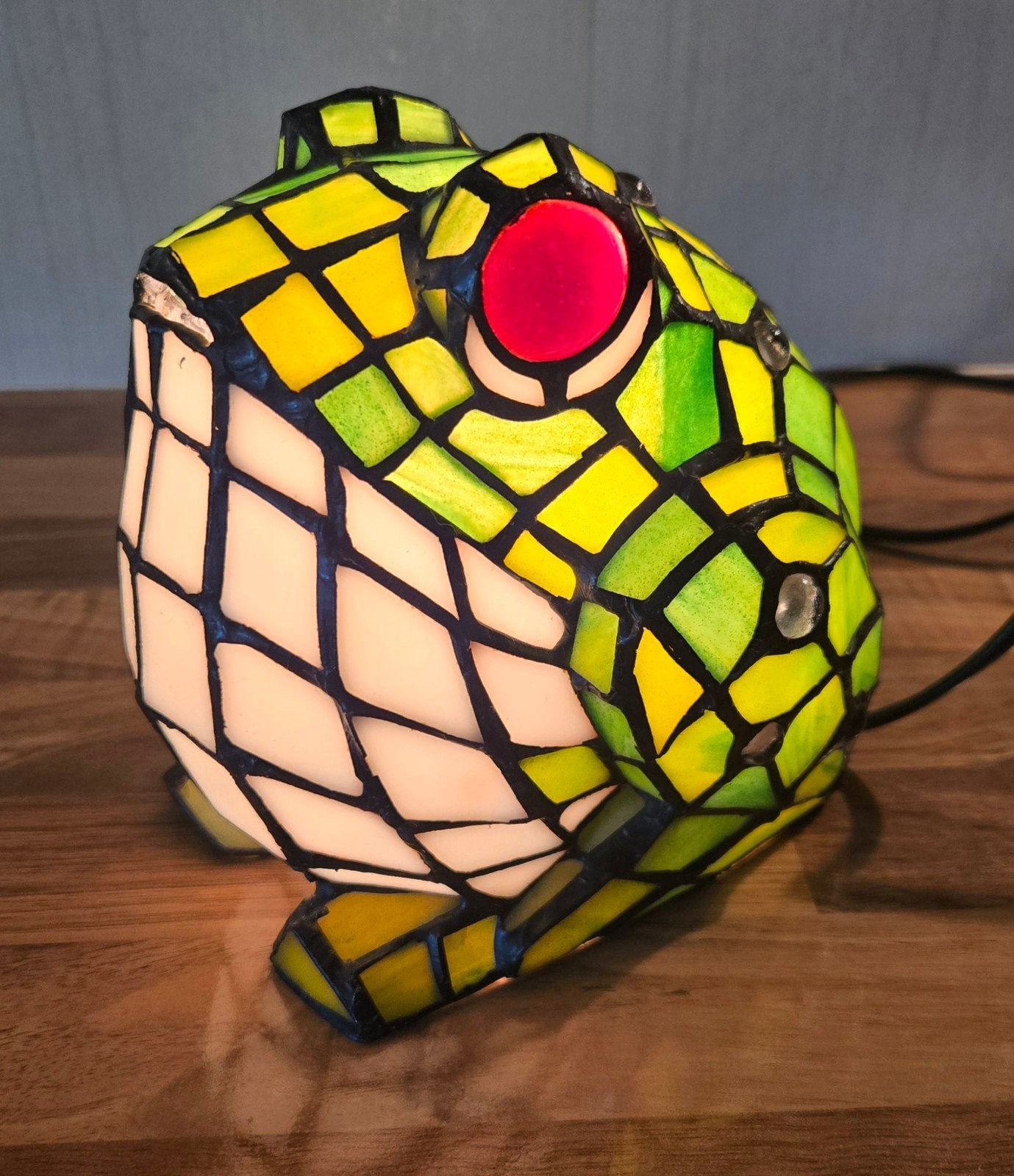 Handgemaakte Tiffany Kikker Lamp - Zo goed als nieuw, Ophalen of Verzenden, Zo goed als nieuw, Tiffany, Art Deco, Dieren