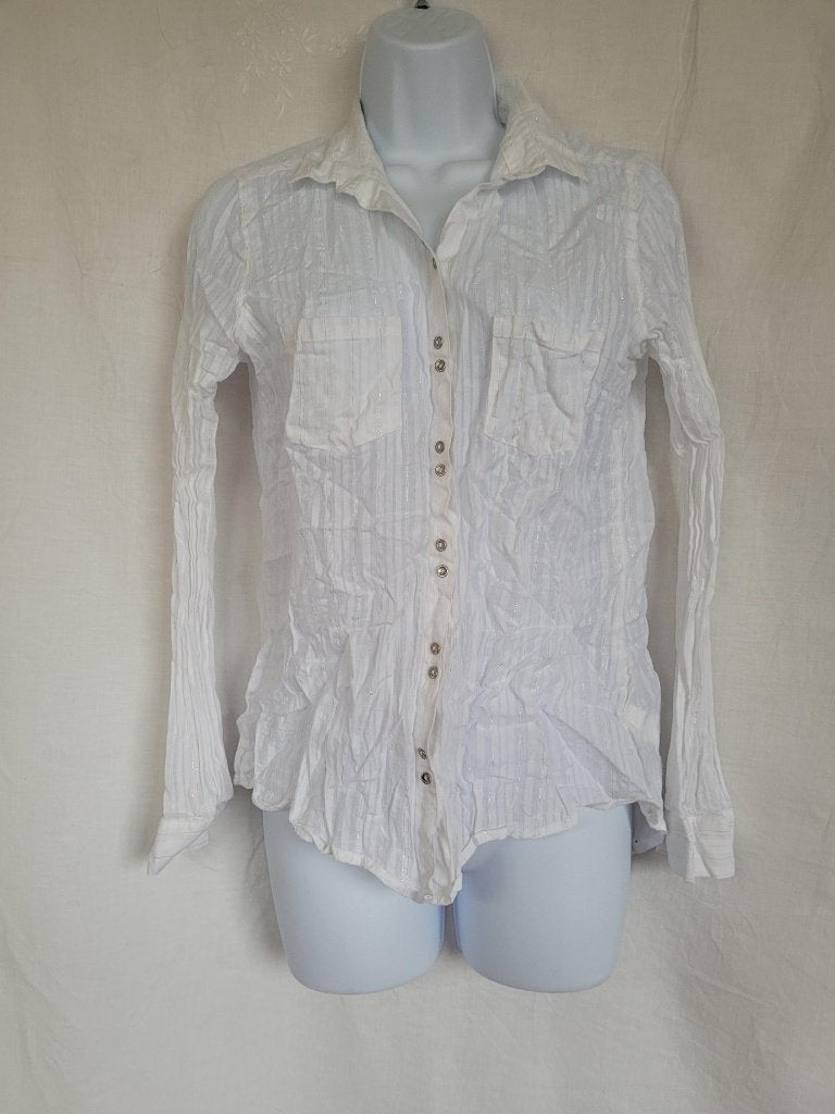 Nette witte blouse zilver draad katoen mt M merk Stop, Maat 38/40 (M), ., Wit, Ophalen of Verzenden