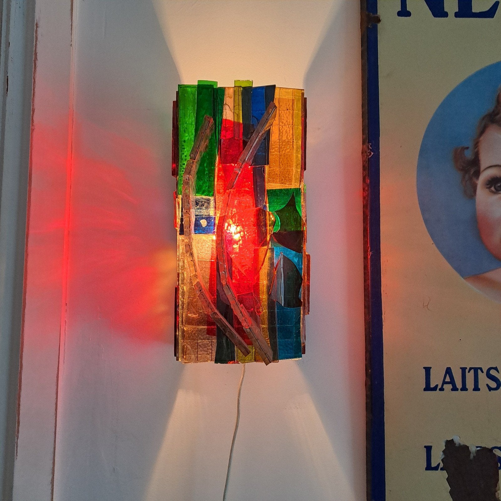 vintage kleuren hanglamp, Huis en Inrichting, Lampen | Wandlampen, Ophalen of Verzenden, Zo goed als nieuw