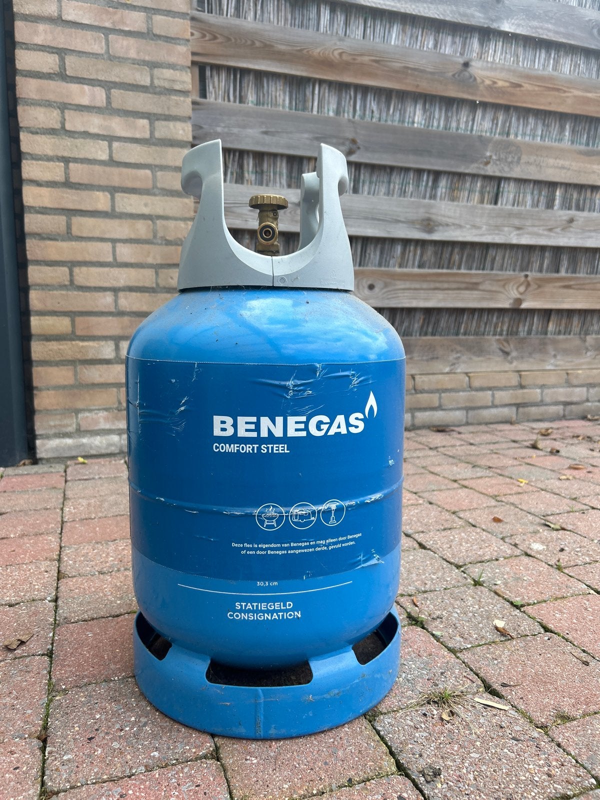Benegas gasfles 9,5 kg (halfvol), Ophalen, Gebruikt