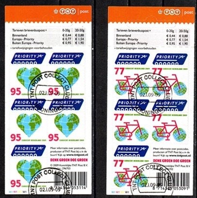 Nederland Hangboekje nr. 2621-22 Europa priority gestempeld, Ophalen of Verzenden, Na 1940, Gestempeld