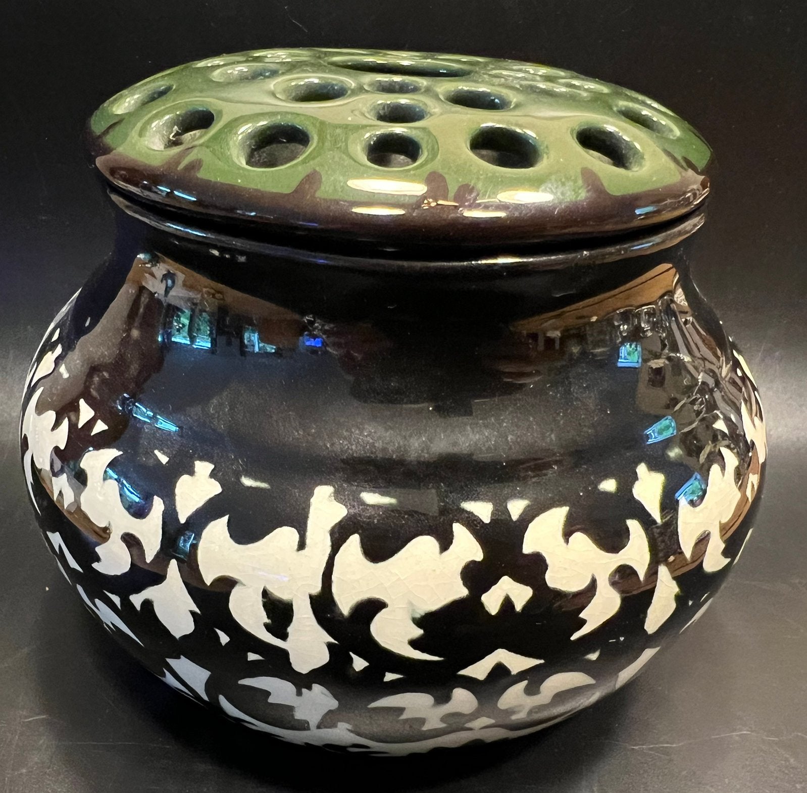 Duitse Art Deco VORDAMM Bauhaus aardewerk bloemensteker pot, Ophalen of Verzenden