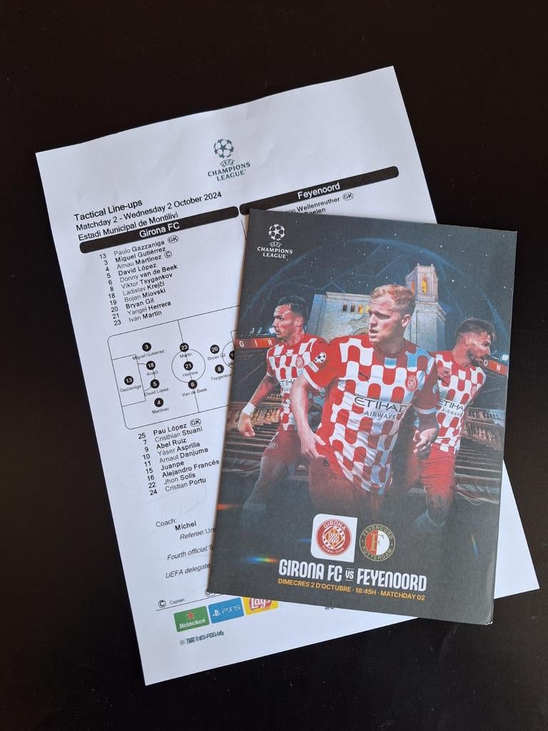 Progr/Teamsheet Girona FC - Feyenoord, Verzenden, Nieuw, Feyenoord