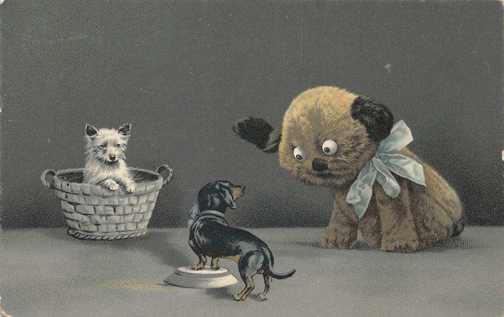 533 Fantasie - teckel - beer 1916, Verzamelen, Ophalen of Verzenden, Voor 1920, Gelopen, Hond of Kat