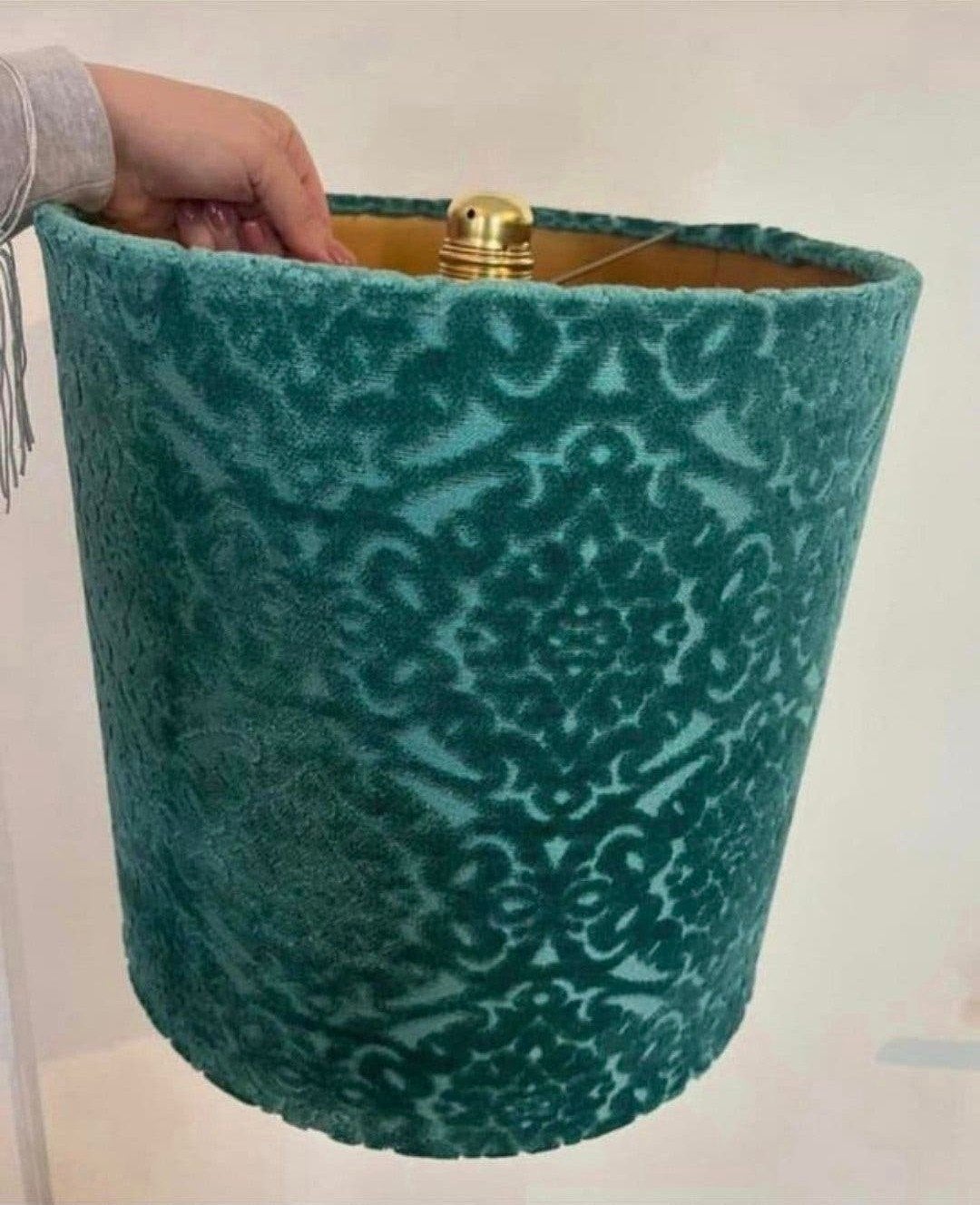 Unieke handgemaakte turquoise lampenkap met patroon, Ophalen of Verzenden