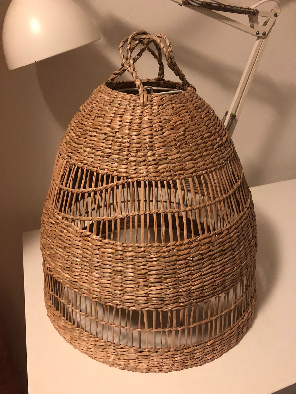 Torared hanglampenkap zeegras Ikea 36cm lampenkap hanglamp, Natuurlijk materiaal, Beige, Rond, Zo goed als nieuw
