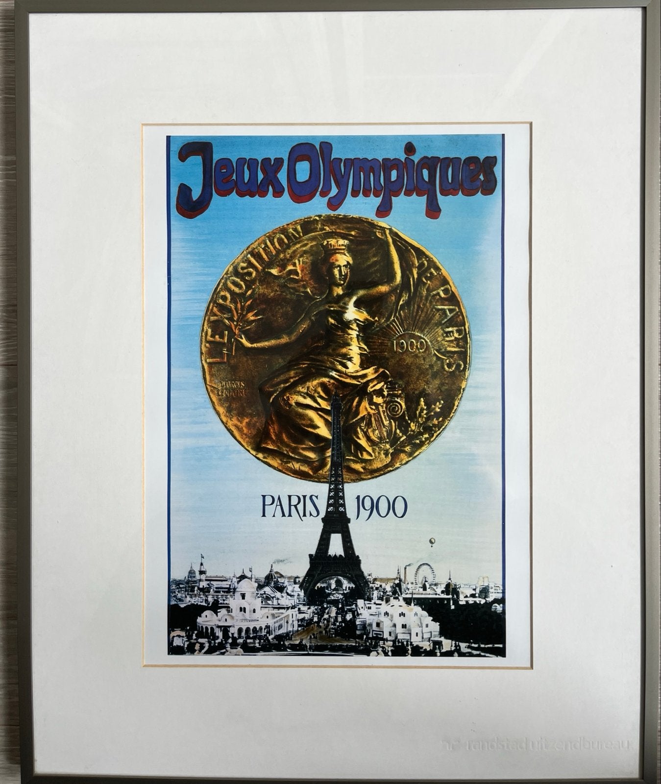 Vintage Olympische Spelen Parijs 1900 Poster, Verzamelen, Posters, Rechthoekig Staand, Met lijst, Ophalen of Verzenden, Zo goed als nieuw