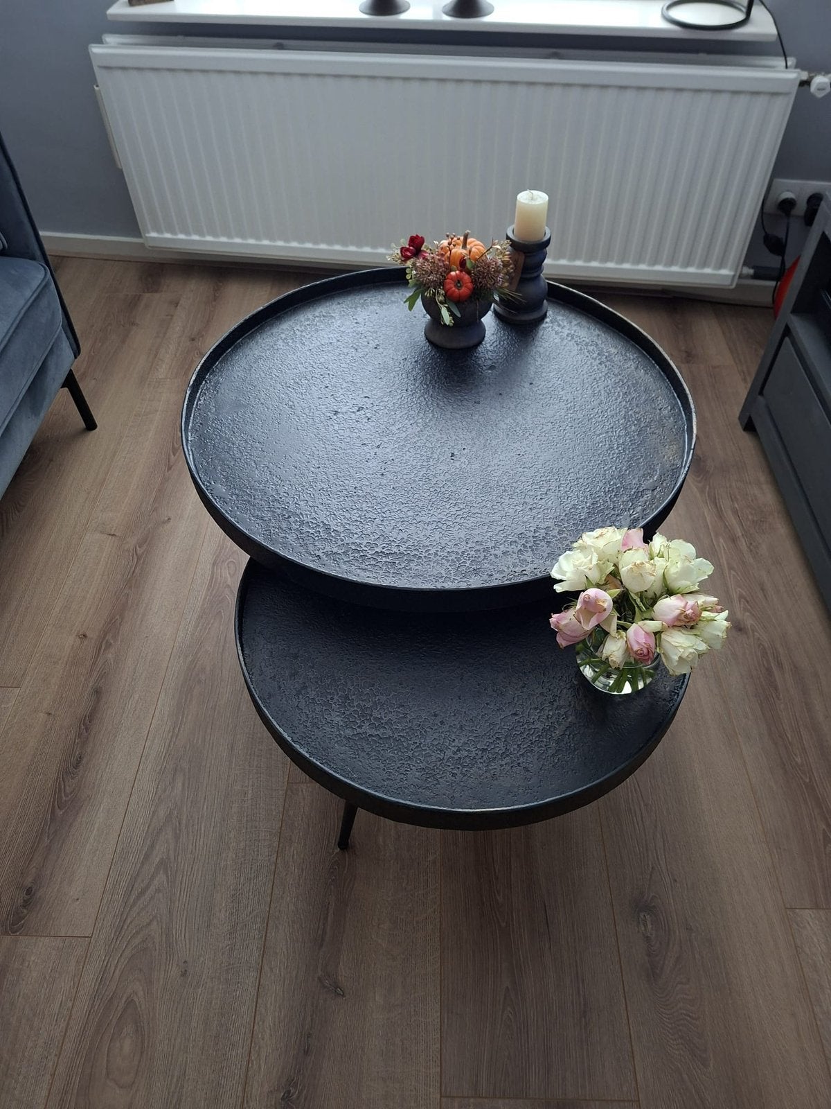 Twee mooie bijzettafels zgan, Minder dan 55 cm, Rond, Zo goed als nieuw, Ophalen