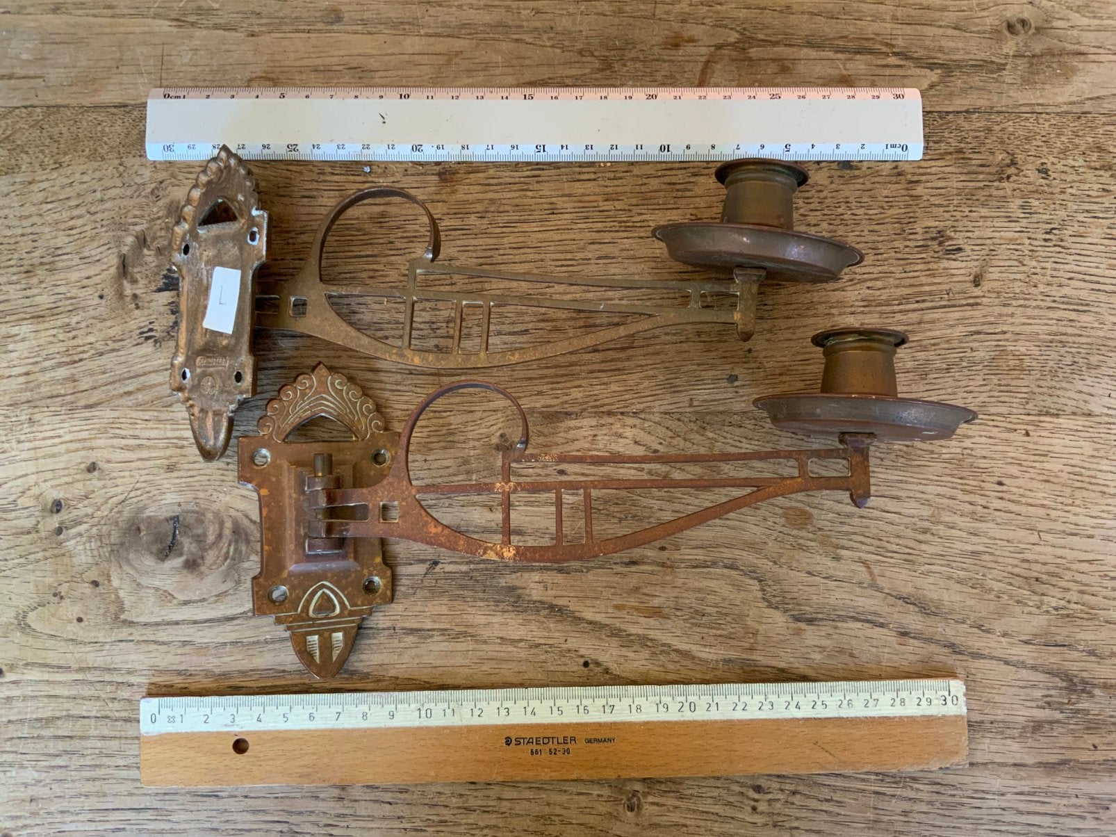 Paar Antieke Art Nouveau Pianokandelaars Kandelaars, Ophalen of Verzenden