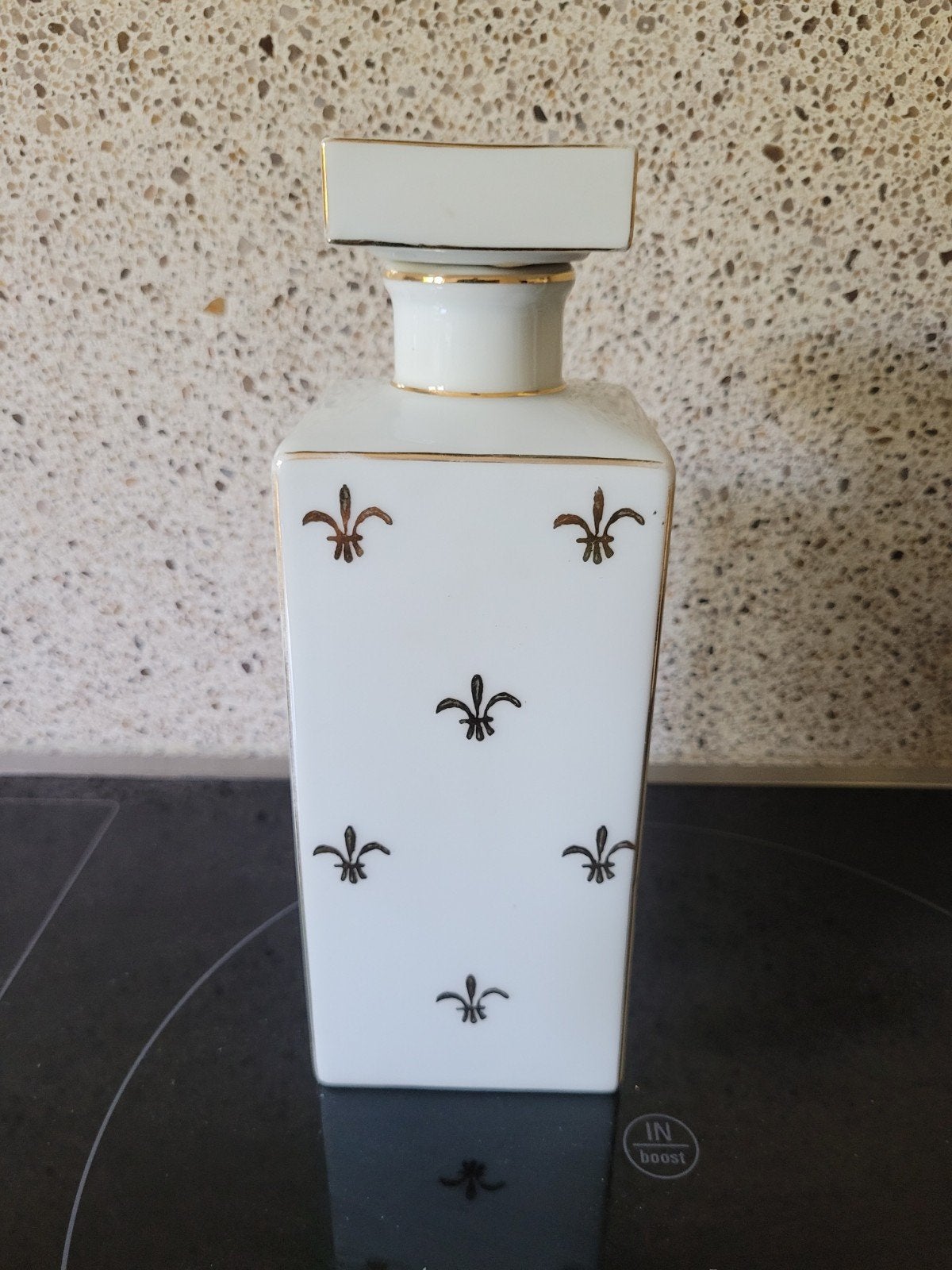 Decoratieve porseleinen fles met Fleur de Lis, 26 cm, Ophalen of Verzenden