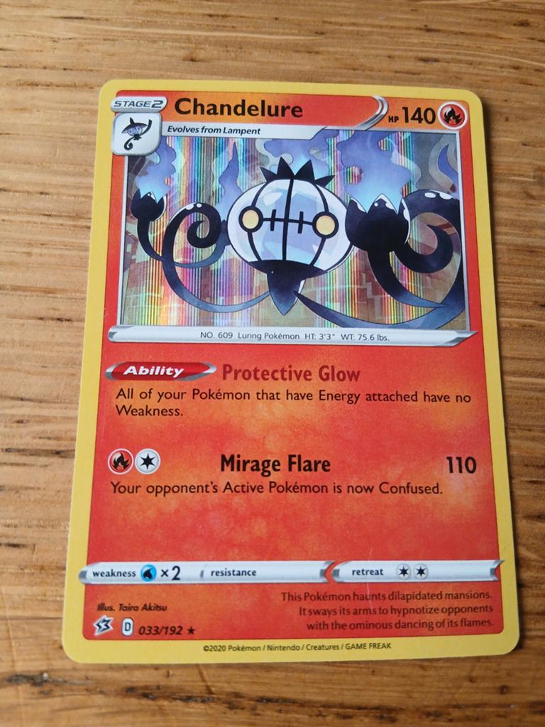 Chandelure Pokémon Kaart (033/192) - Zo goed als nieuw, Ophalen of Verzenden, Zo goed als nieuw, Losse kaart