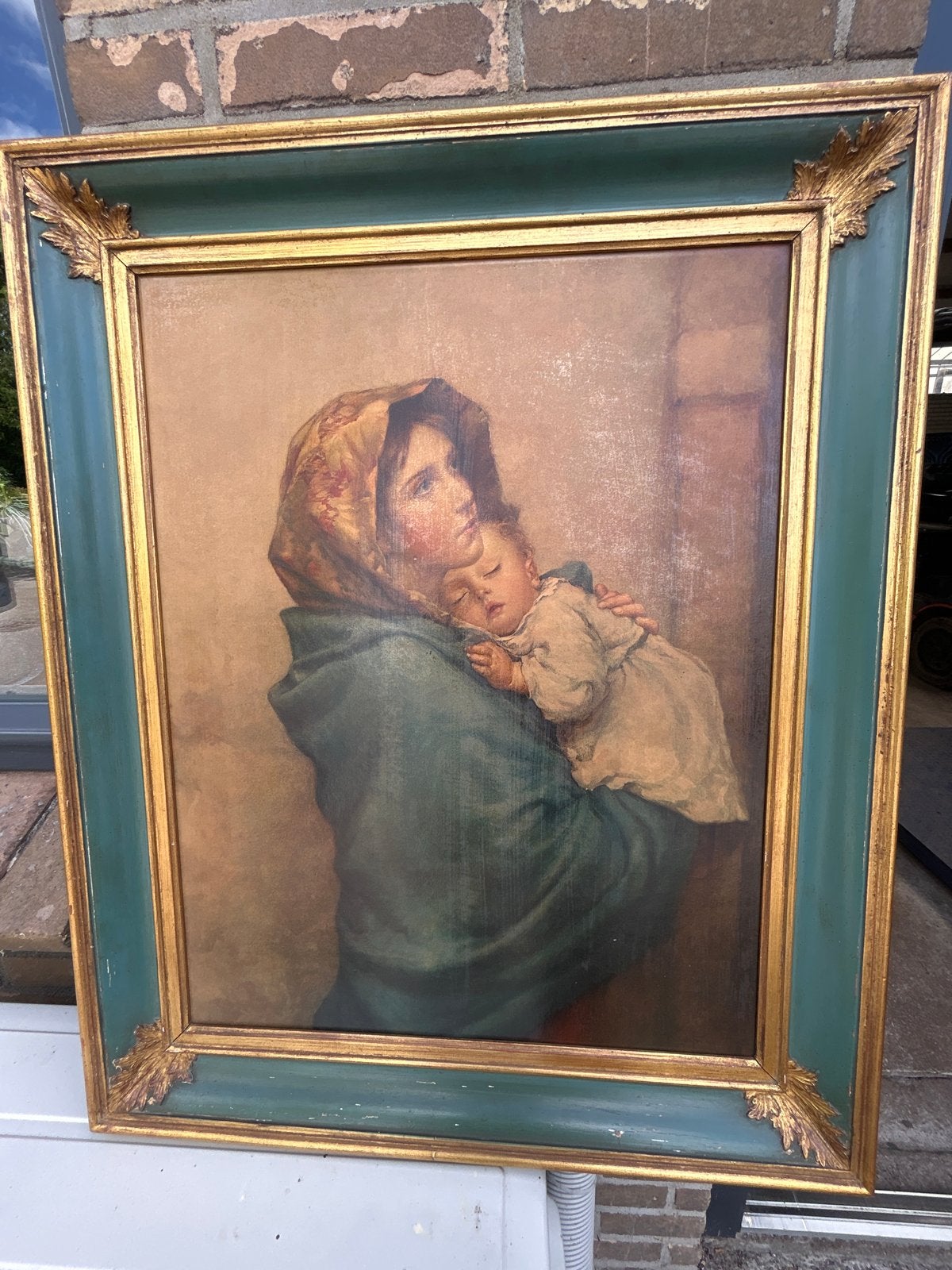 Klassiek schilderij: Moeder en kind, 69x49 cm, Ophalen, Doek, Portret of Personen, Olieverf