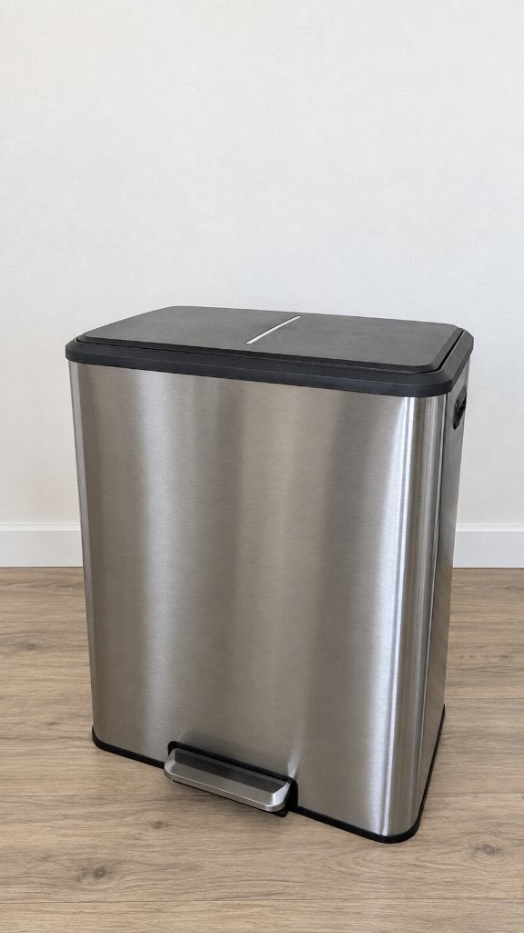 Prullenbak 60 Liter 2x30L – Pedaalemmer 2 Vakken – RVS, Huis en Inrichting, 50 – 75, Met pedaal, Nieuw, 40 liter of meer