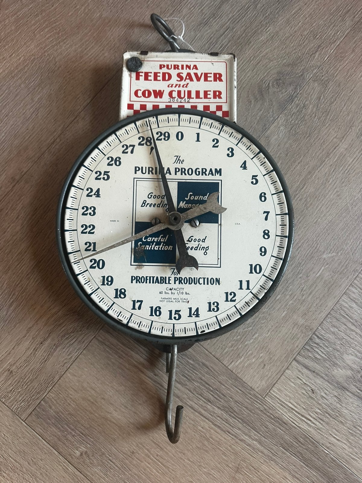 Antieke emaille  hangweegschaal 1940 made in USA, Antiek en Kunst, Ophalen of Verzenden