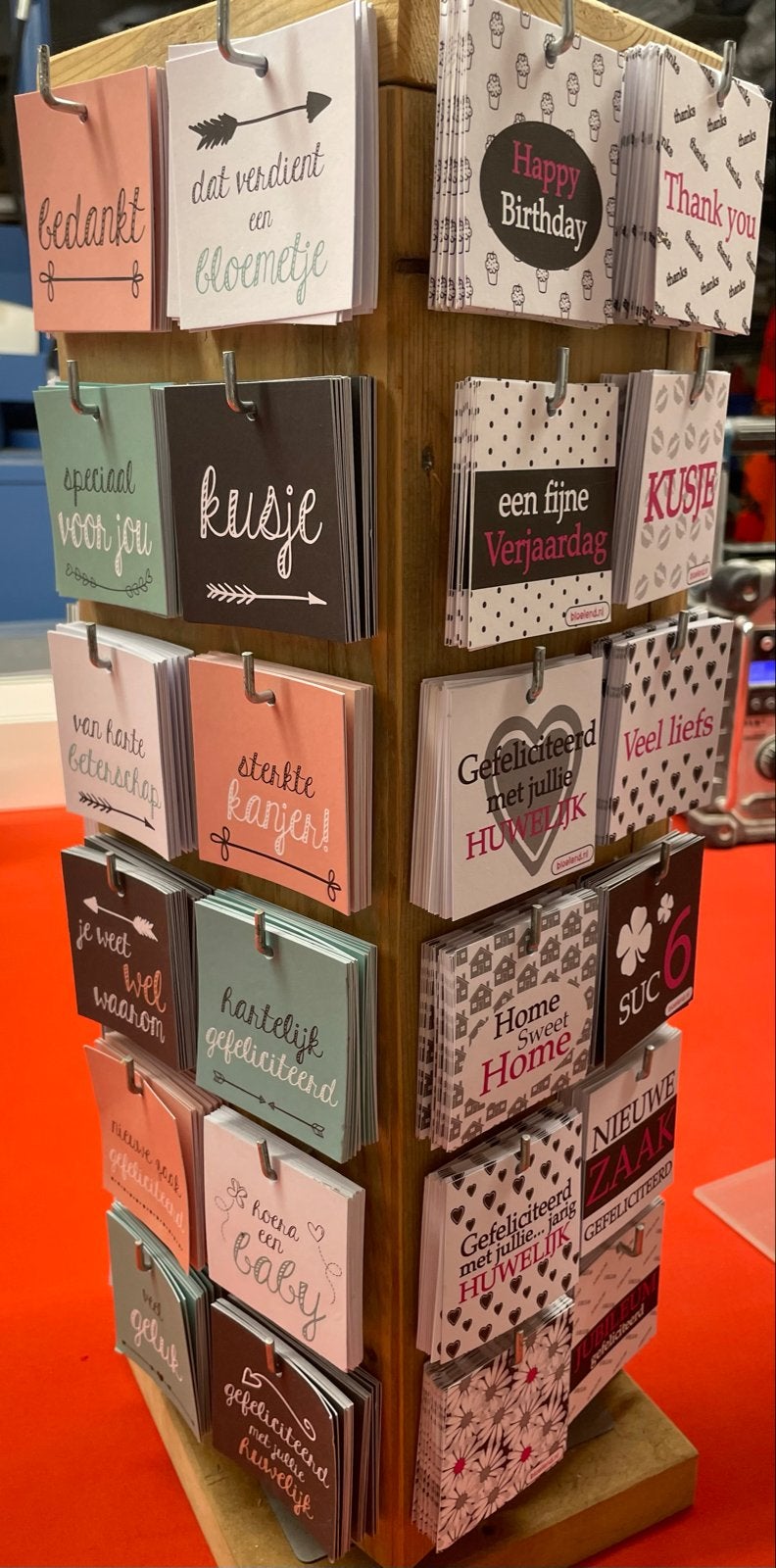 Standaard met wenskaartjes, Diversen, Wenskaarten, Ophalen of Verzenden
