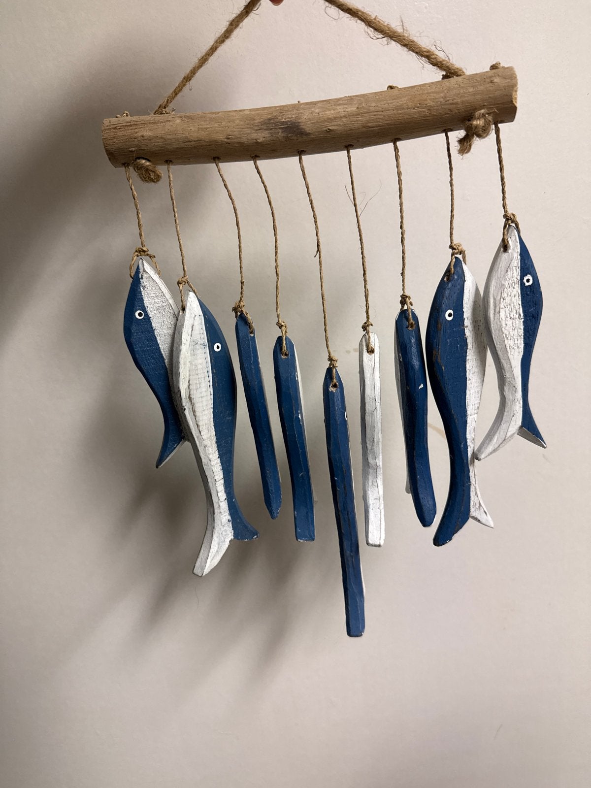 Bomont houten vissen decoratie - Blauw/Wit, Hout, Gebruikt, Blauw, Ophalen of Verzenden