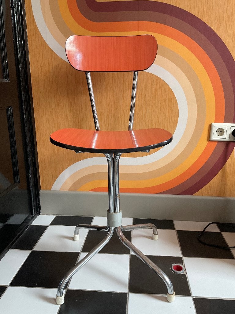 Stoel vintage oranje, Huis en Inrichting, Stoelen, Ophalen, Gebruikt, Overige kleuren, Eén