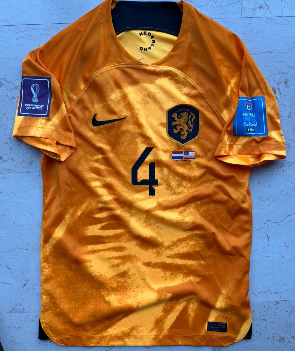 Nederlands Elftal Shirt Thuis | WK 2022 | Virgil # 4 | Match, Maat S, Ophalen of Verzenden, Zo goed als nieuw, Shirt
