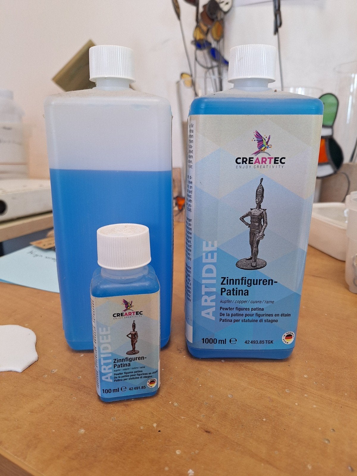 Patina vloeistof - 1 volle en 1 bijna volle fles, Zo goed als nieuw, Blauw, Overige merken, Knutselmateriaal
