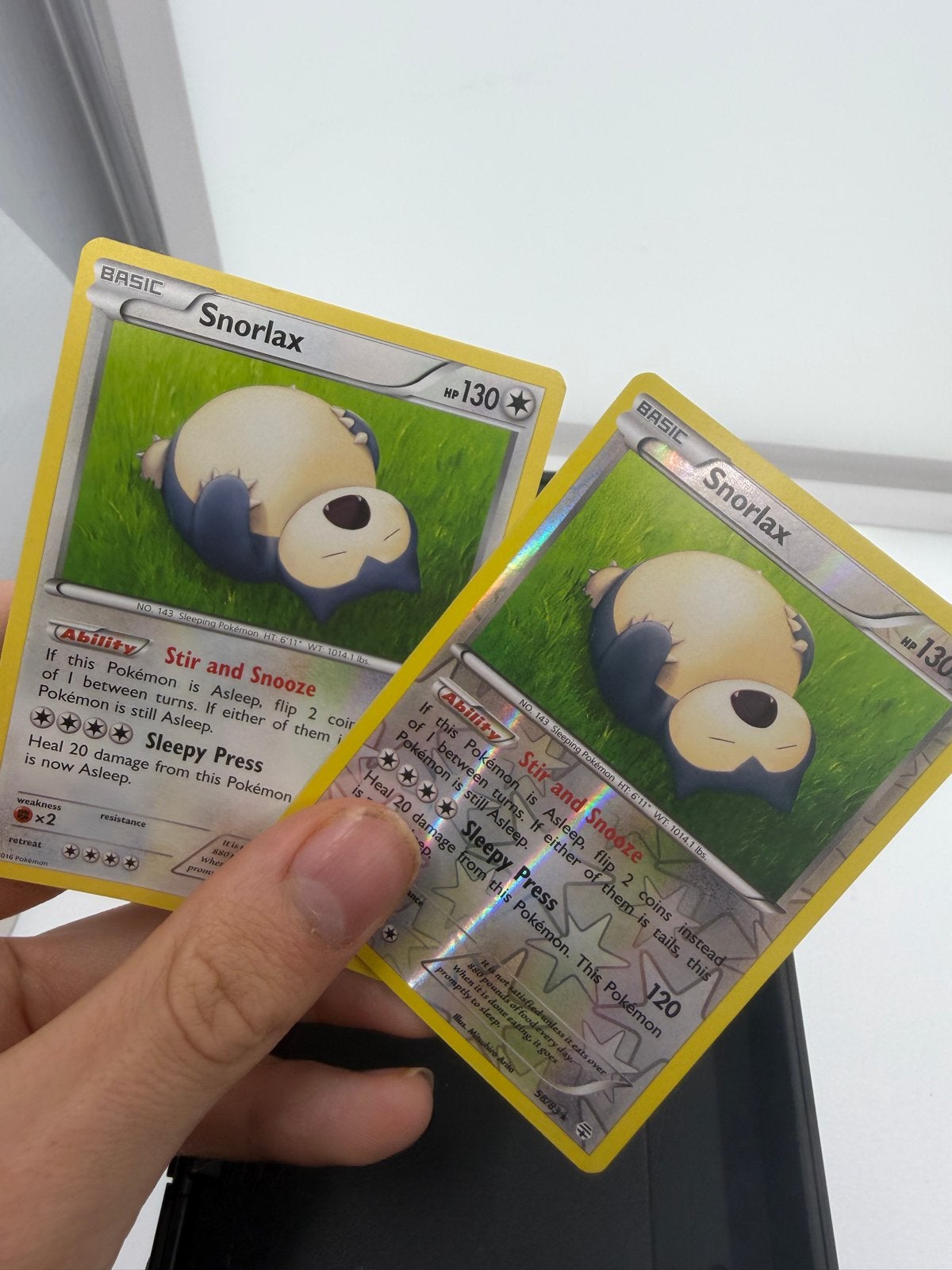 Snorlax Pokémon Kaarten - Set van 2 (Foil en Non-Foil), Ophalen of Verzenden, Gebruikt, Meerdere kaarten, Foil