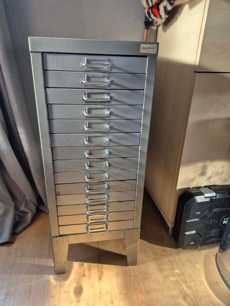 Metalen lade kast backfield., Ophalen, Gebruikt, 5 laden of meer, Vintage