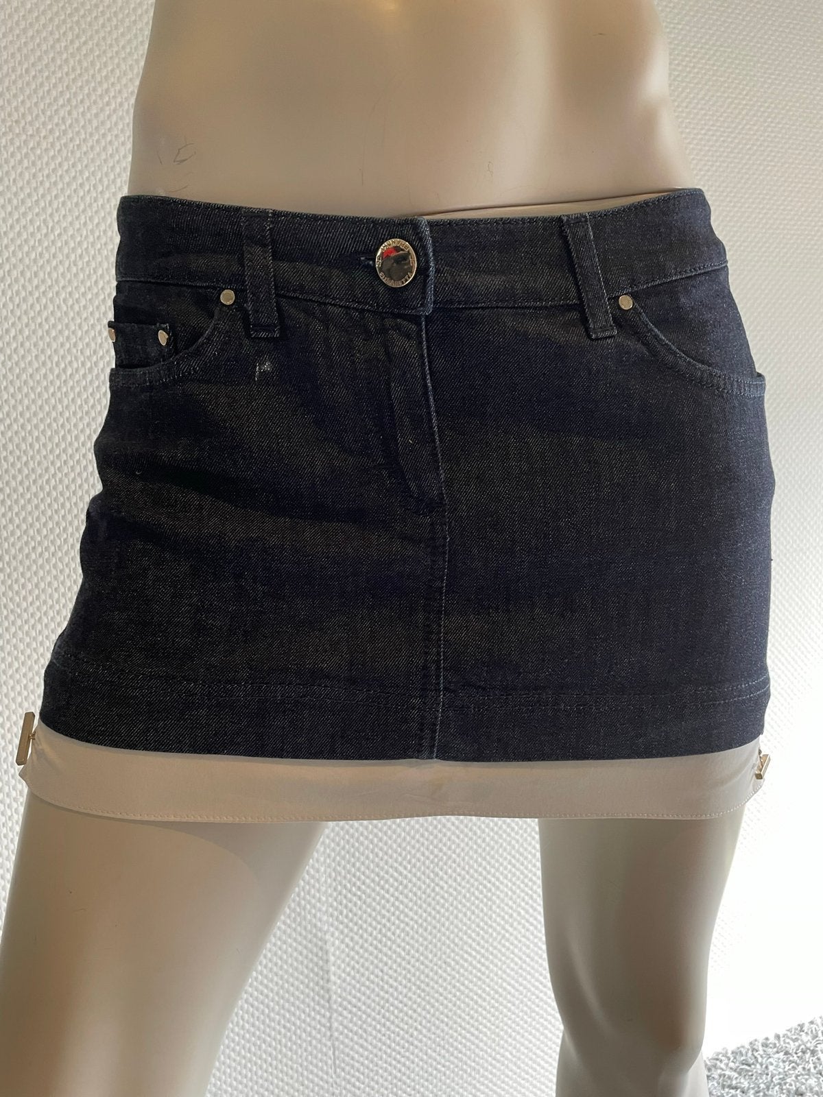 Elisabetta franchi jeans rokje met aparte rand maat 28., Kleding | Dames, Maat 38/40 (M), Blauw, ., Ophalen of Verzenden