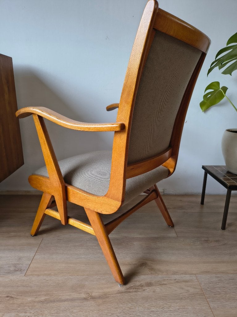 Scandinavische Fauteuil – Eiken Hout – Jaren 50/60, Huis en Inrichting, Hout, Minder dan 75 cm, Onbekend, Ophalen of Verzenden