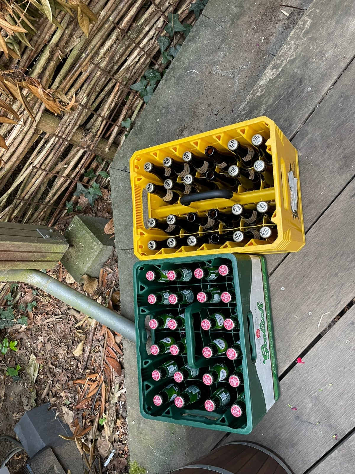Krat Grolsch pijpjes en Leffe (19 pijpjes a 0,25 cl), Ophalen