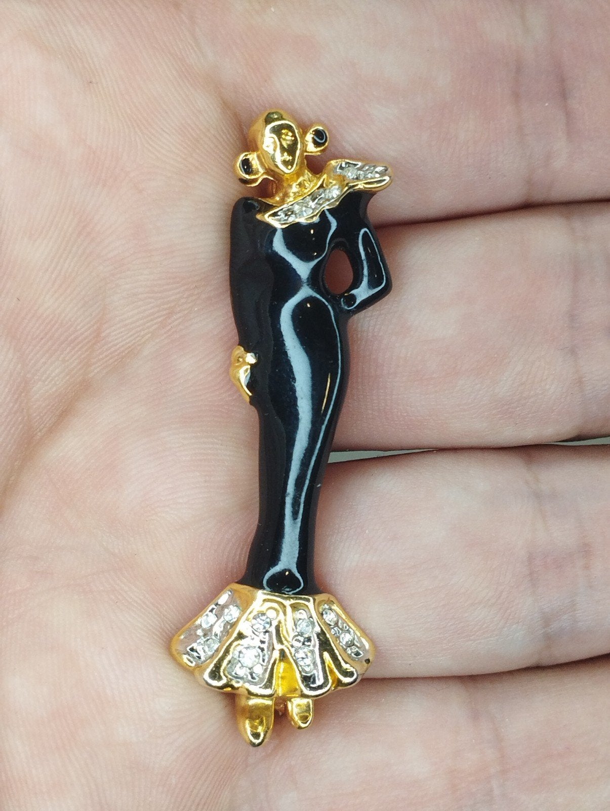 L'Officiel Laura Fabbri vintage art deco dame broche, Ophalen of Verzenden, Zo goed als nieuw, Goud, Overige materialen