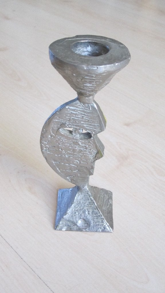 Kandelaar met gestileerd gezicht (Artihove, Corry Ammerlaan), Ophalen of Verzenden
