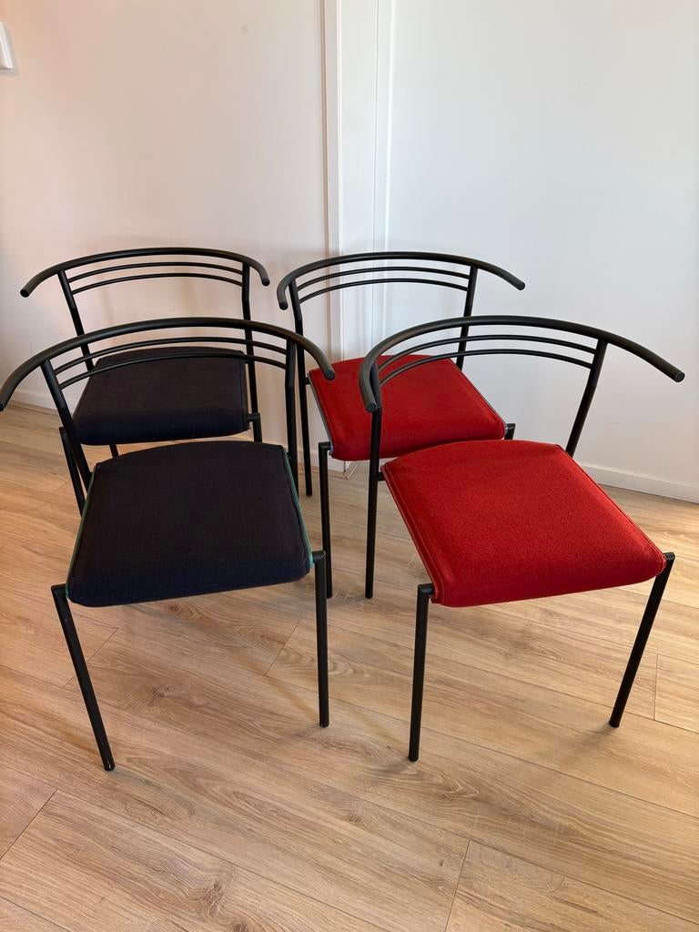 Originele Hennie de Jong eetkamerstoelen (4 stuks), Huis en Inrichting, Stoelen, Gebruikt, Vier, Metaal, Overige kleuren, Ophalen of Verzenden