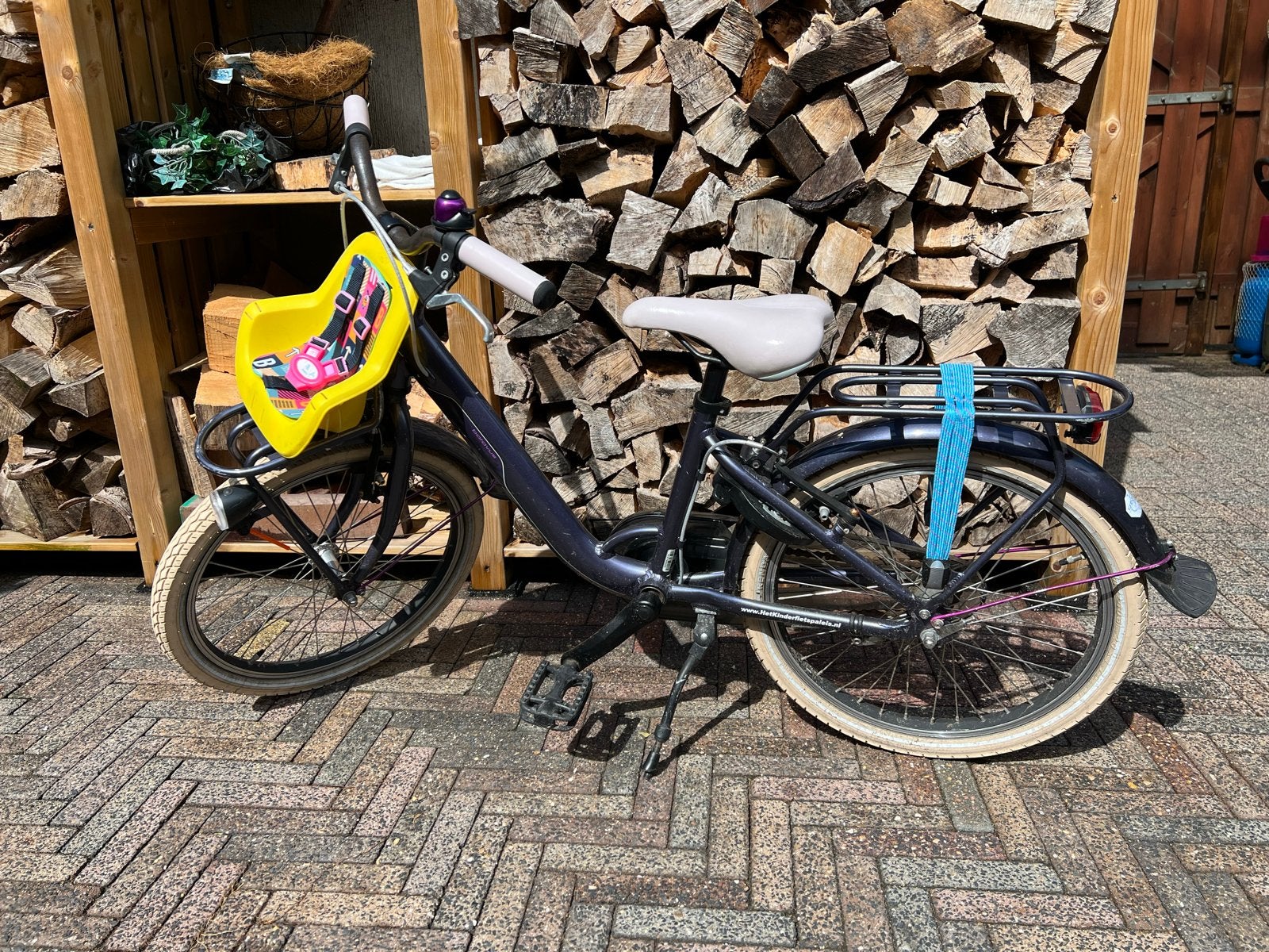 Batavus Kinderfiets 20 inch met voorzitje en bagagedrager, Ophalen, Gebruikt, Terugtraprem, 16 tot 20 inch