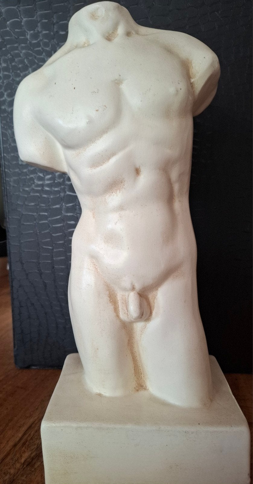 Klassiek stenen beeld mannelijke torso 35 cm hoog, Ophalen of Verzenden, 20 - 50 cm, Steen of Keramiek, Beeld