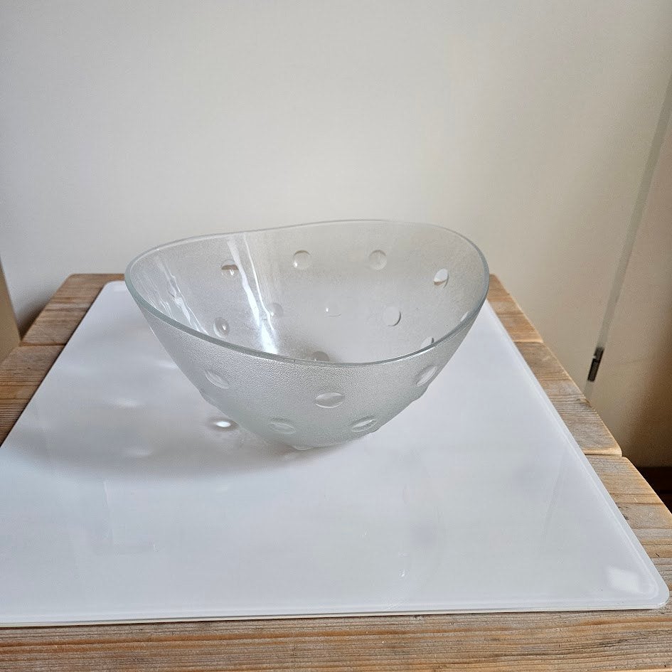 Glazen frozen ovale schaal met ronde druppels design, Overige merken, Ophalen of Verzenden, Modern, Glas