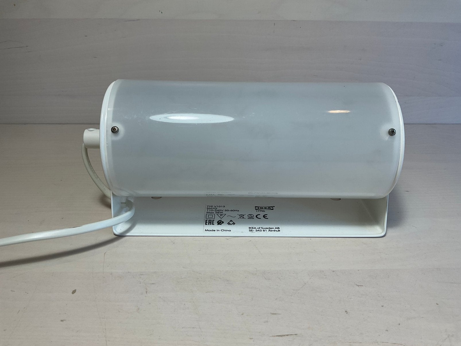 Ikea Smyg V1013 witte wandlamp nachtlamp, Gebruikt, Bedlamp, IKEA, E14 (klein)