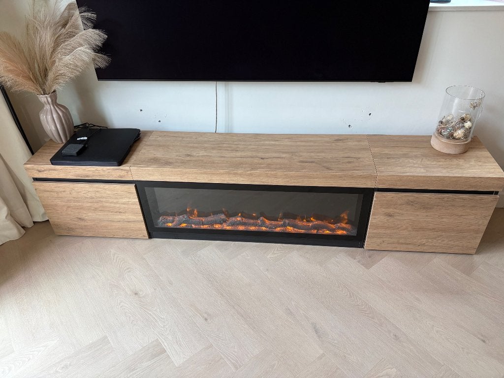 Tv meubel met haard, Huis en Inrichting, Kasten | Televisiemeubels, Ophalen, Zo goed als nieuw, 200 cm of meer, Minder dan 100 cm
