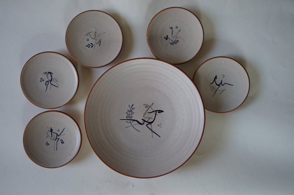 vintage keramiek AmHa Retro Herten veulen bord set gebakstel, Antiek en Kunst, Antiek | Keramiek en Aardewerk, Ophalen of Verzenden