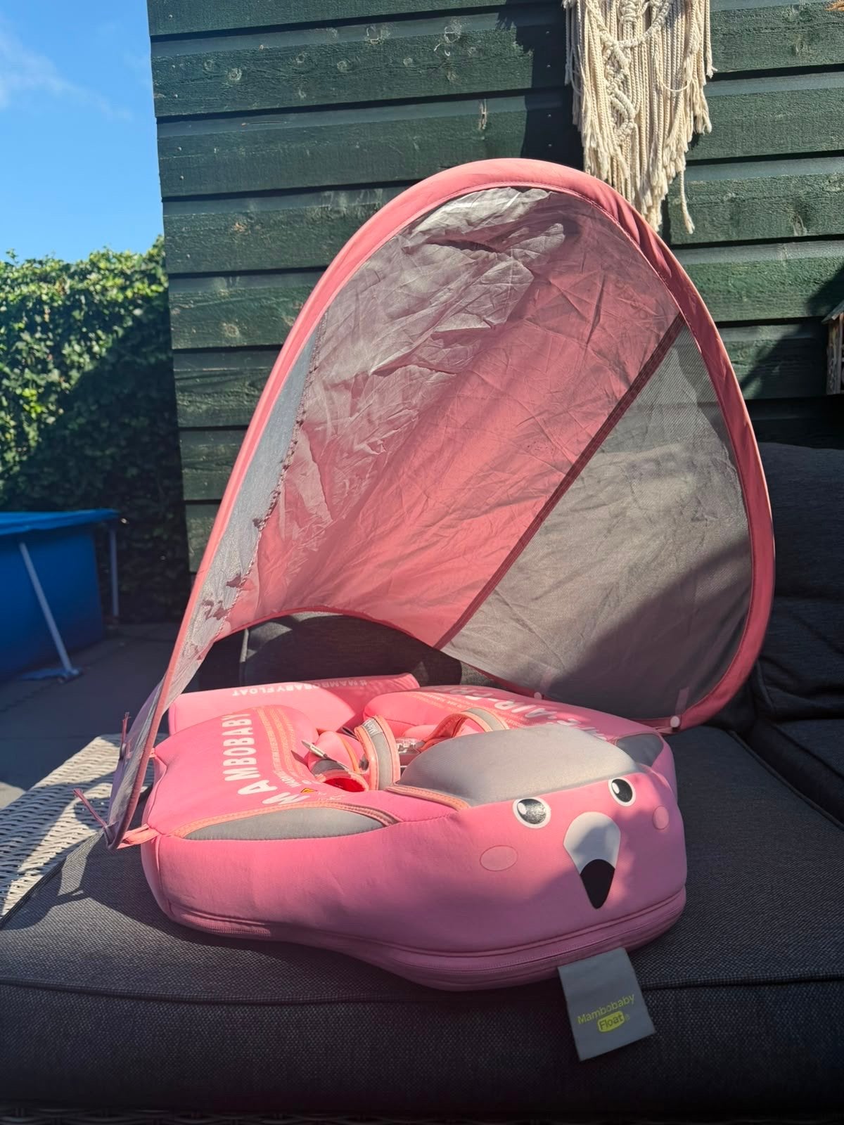 Mambobaby Float Zwemtrainer Roze met Zonnekap & Voetensteun, Kinderen en Baby's, Ophalen of Verzenden, Zo goed als nieuw, Overige typen