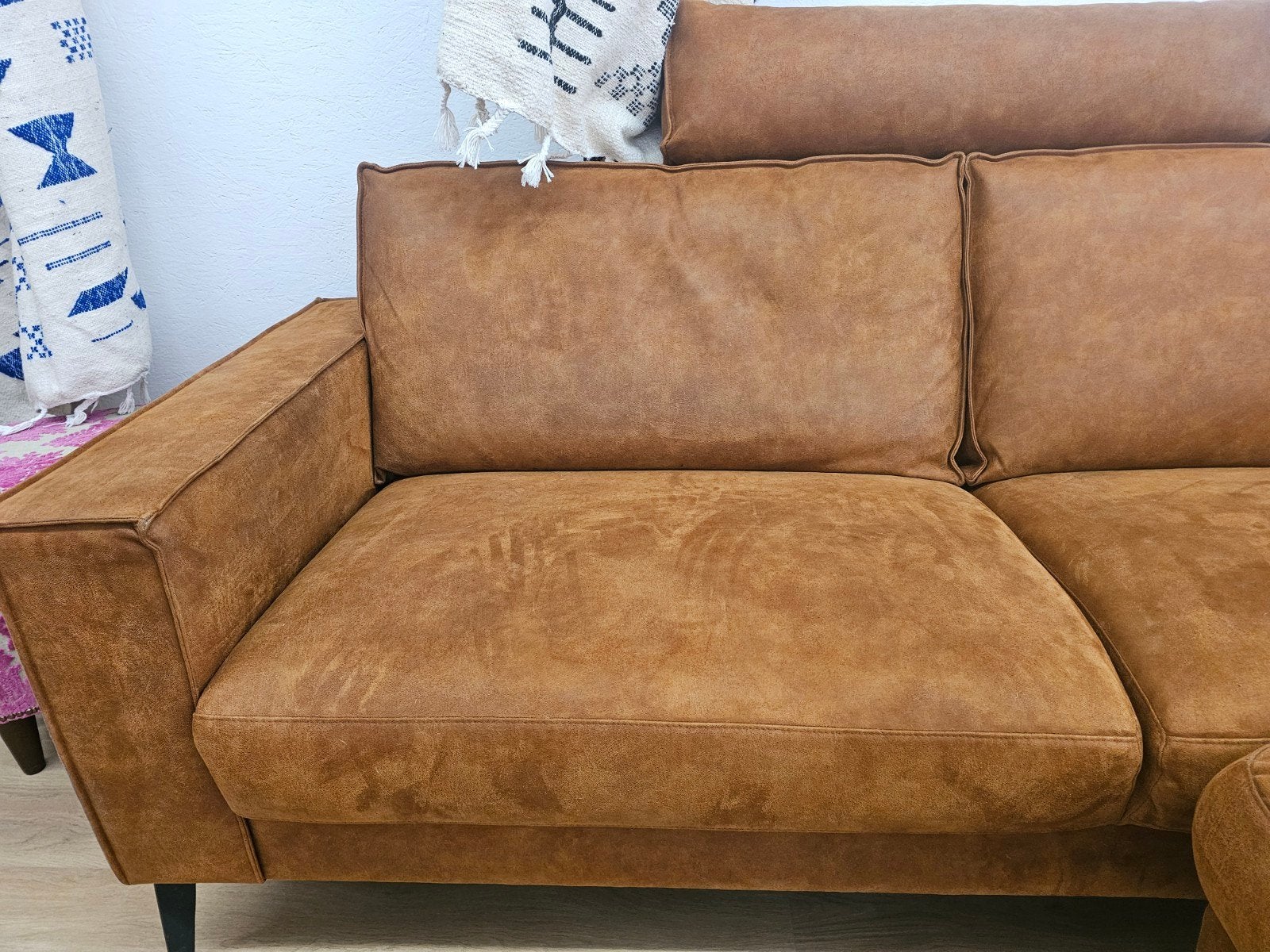 Z.G.A.N Microvezel tweezits bank met hocker, Ophalen, 75 tot 100 cm, Home Friesland, Zo goed als nieuw