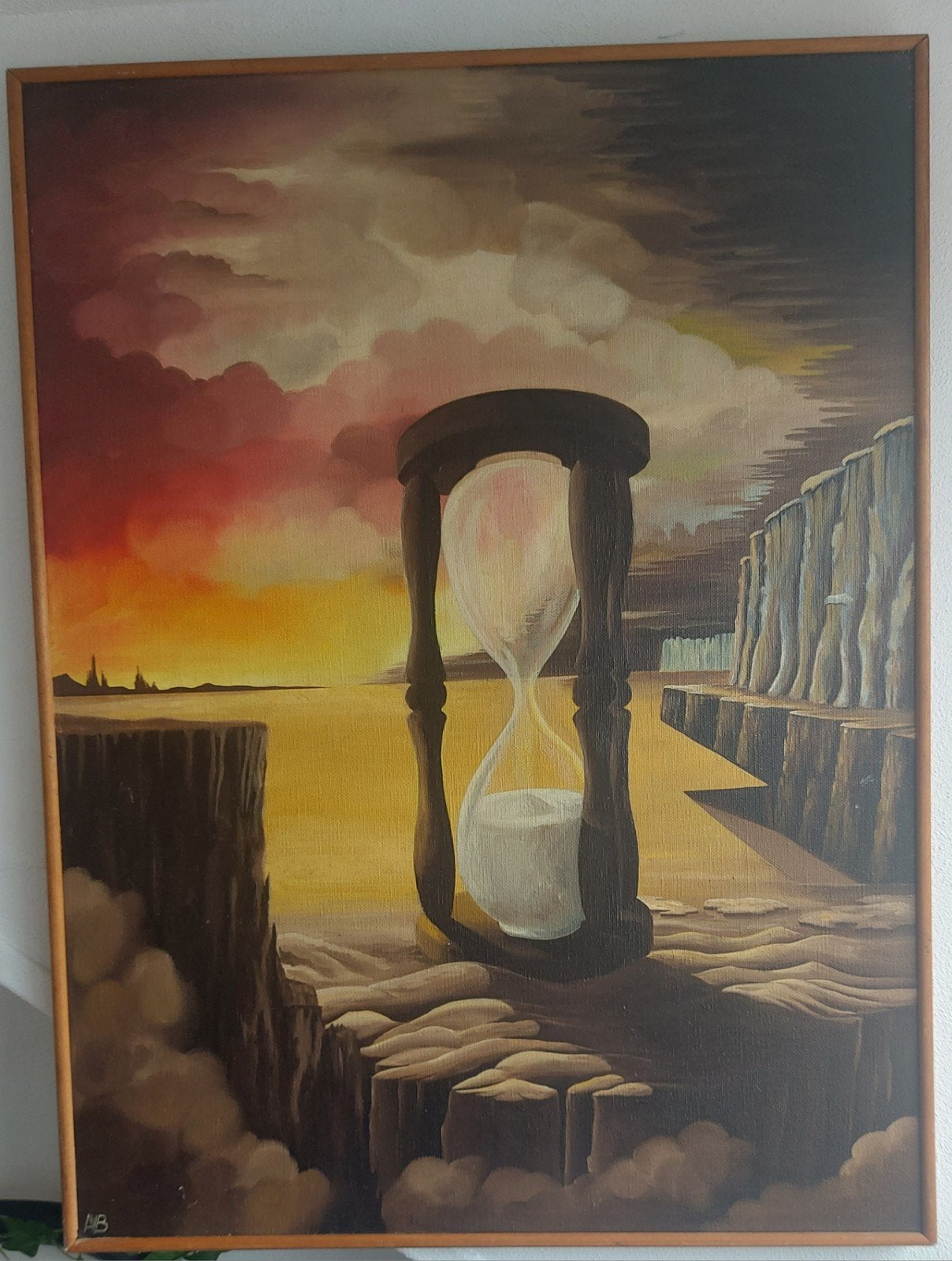 Olieverf Schilderij Zandloper - Surrealistisch Landschap, Antiek en Kunst, Kunst | Schilderijen | Klassiek, Ophalen