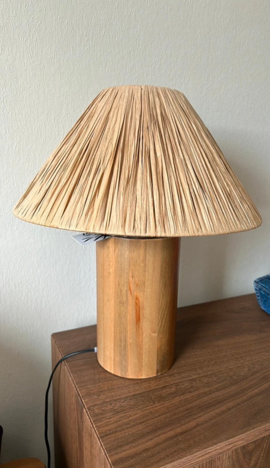 Japandi Xenos lampvoet - ø13.7x32 cm met lampenkap Raffia, Ophalen of Verzenden, Nieuw, Minder dan 50 cm