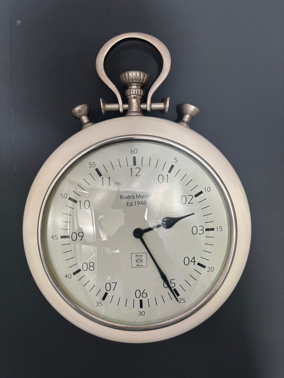 Rivièra Maison 1948 RM Clock White, Ophalen of Verzenden, Staal, Overige merken, 1960 of later