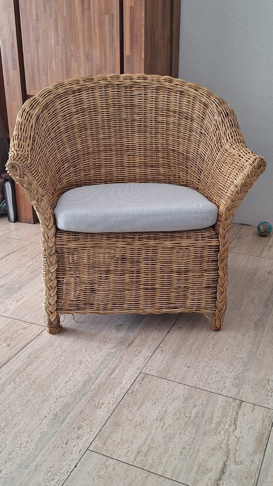 Aangeboden rieten stoel, Huis en Inrichting, Stoelen, Ophalen, Gebruikt, Twee, Bruin