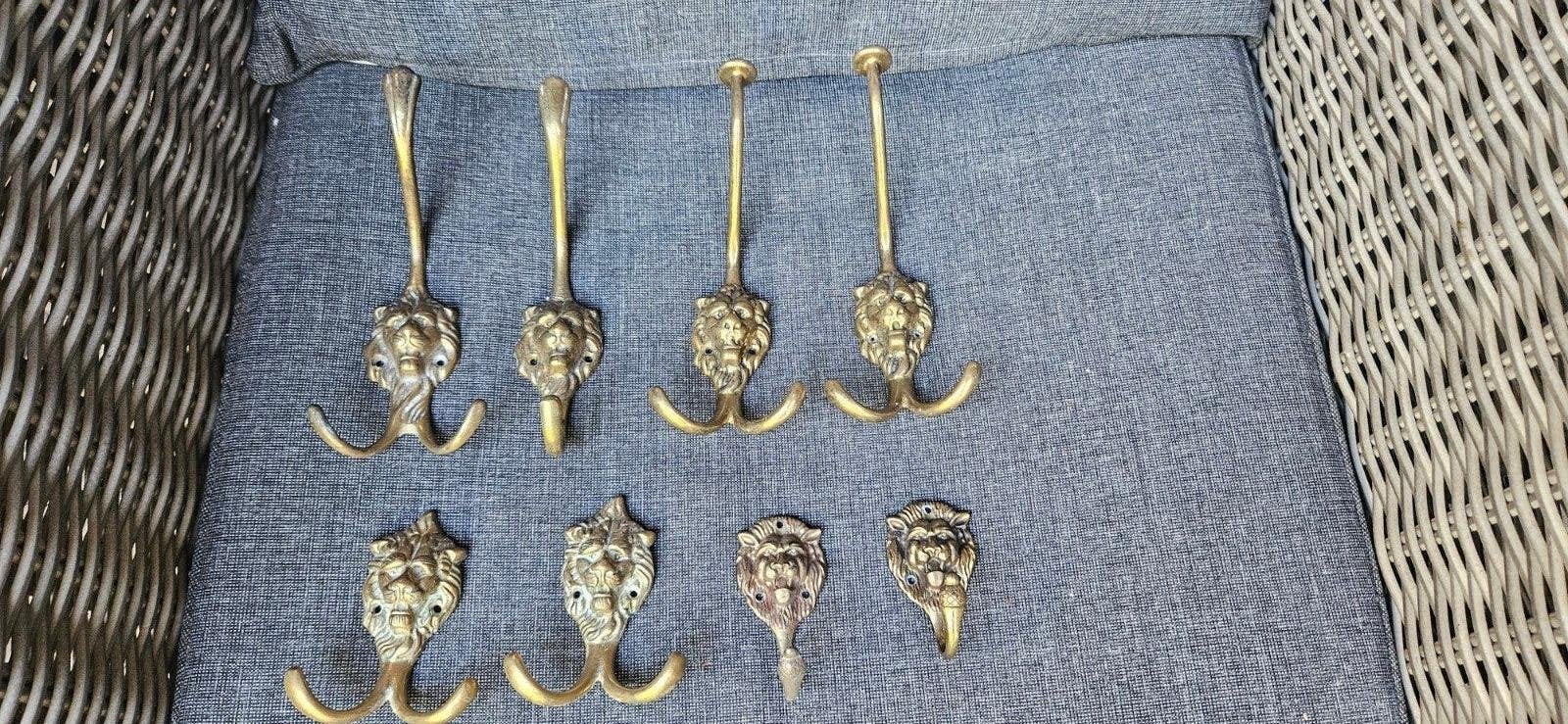 antieke koperen kapstokhaken leeuwenkop, Ophalen of Verzenden