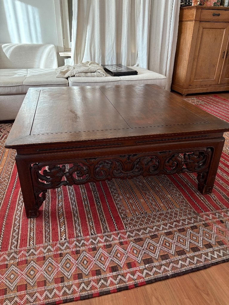 handgesneden Chinese salontafel – massief hout, Ophalen, Gebruikt, Vierkant, 5 – 50