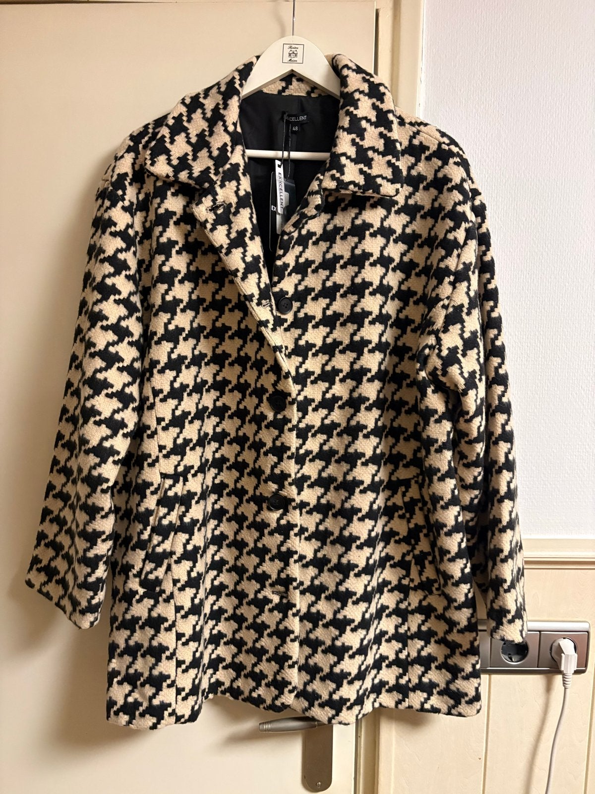 Nieuwe Pied-de-Poule Jas - Maat 48 excellent, Ophalen of Verzenden, Nieuw, Maat 46/48 (XL) of groter, Zwart