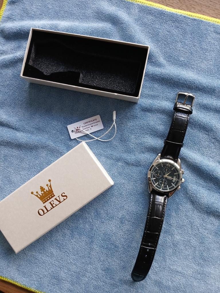 Heren horloge OLEVS chronograaf, Ophalen of Verzenden, Zo goed als nieuw, Staal, Overige merken