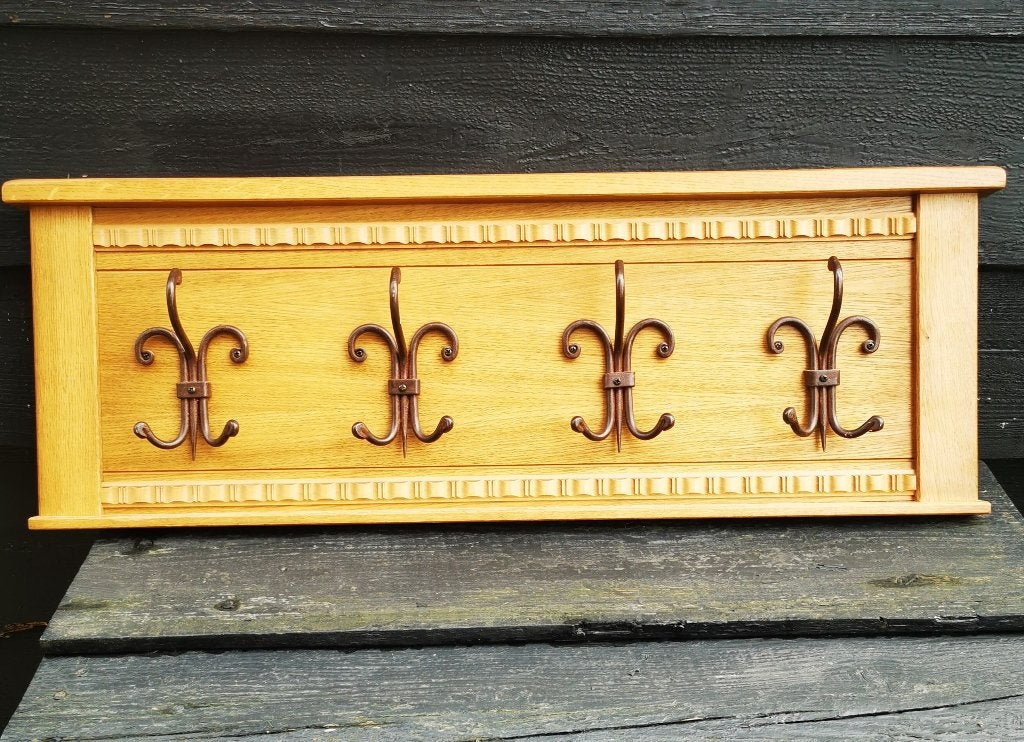 Oude Wandkapstok met 4 grote en 8 kleine haken - Vintage, Huis en Inrichting, Woonaccessoires | Kapstokken, Zo goed als nieuw